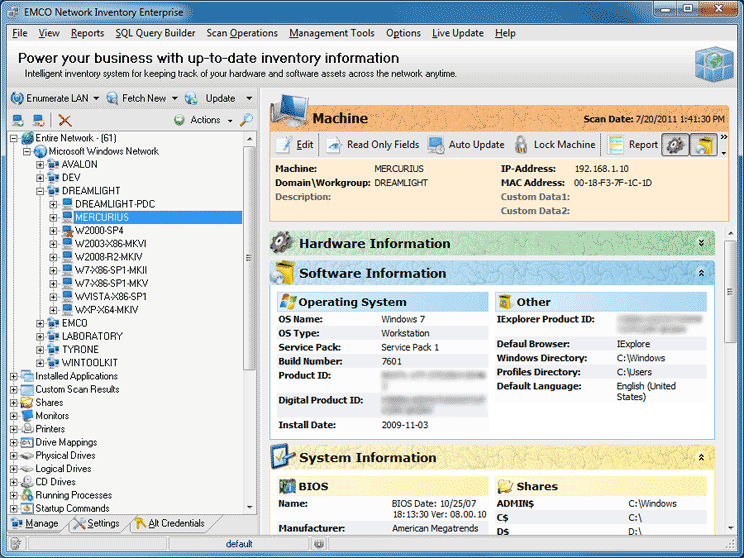 EMCO Network Inventory - Software and Hardware Audit Solution